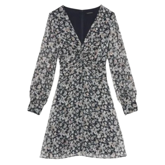 Club Monaco Mulberry Silk Twist Drape Mini Dress in Color Blue Dahlia. Size 8. - Picture 1 of 15